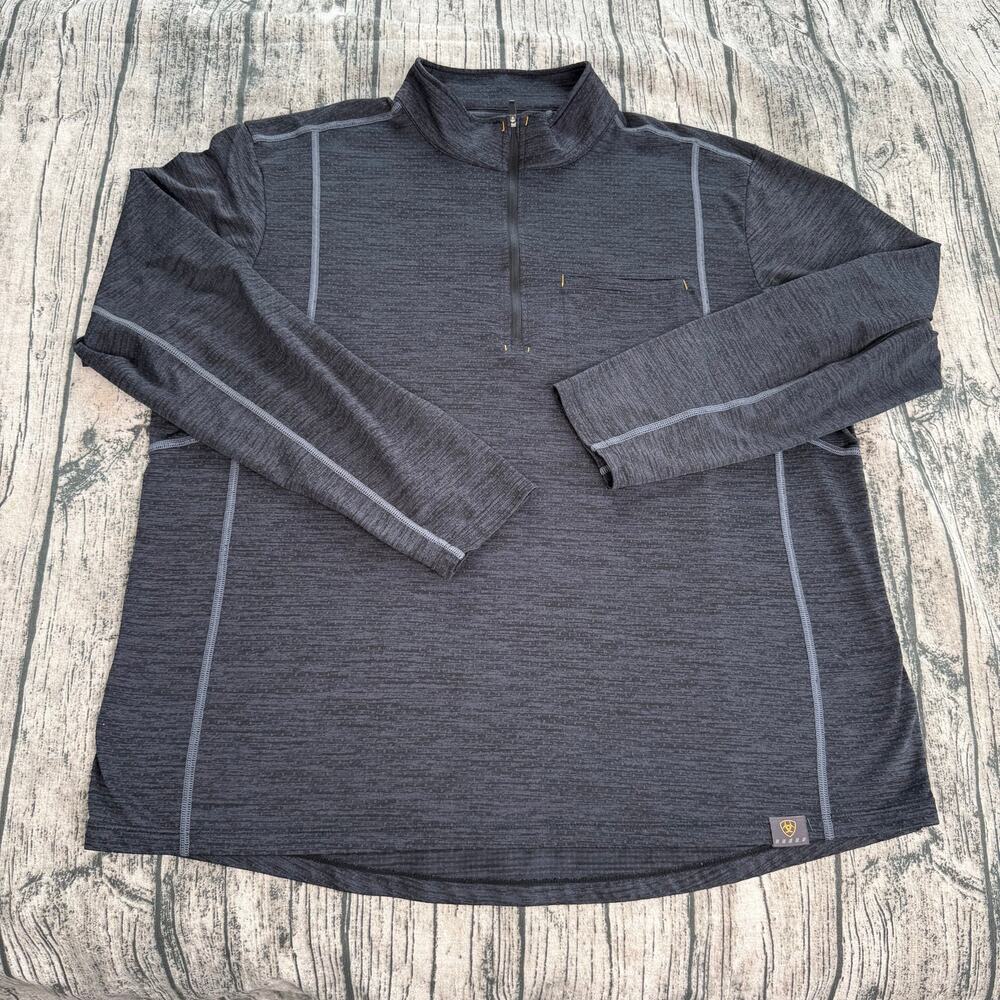 Ariat Rebar Evolution 1/2 Zip Pullover Mens XL Gray Long Sleeve Workwear - Picture 2 of 8